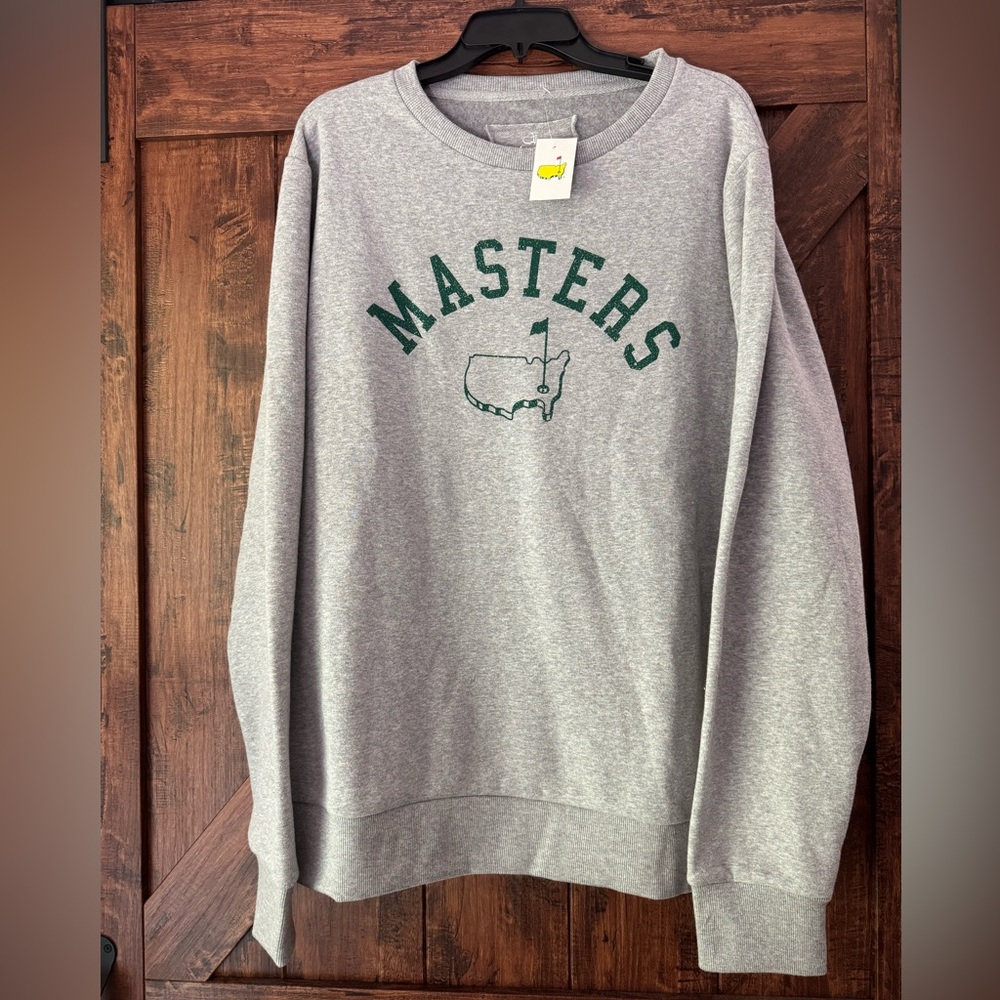 Masters Gray Crewneck Sweater with Green Logo